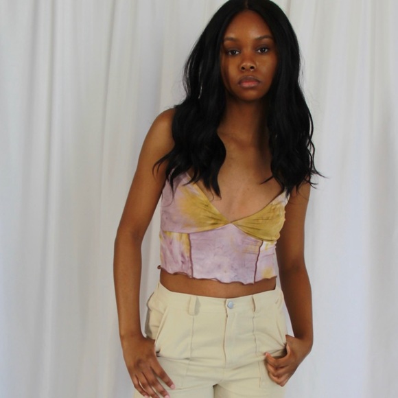 ❀ Tye Dye Lettuce Trim Crop Cami - Picture 7 of 7